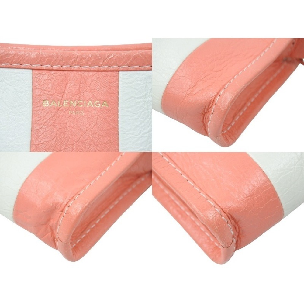 Balenciaga Pouch Wallet Shoulder Bag Leather Bazaar White Pink - Picture 8 of 10